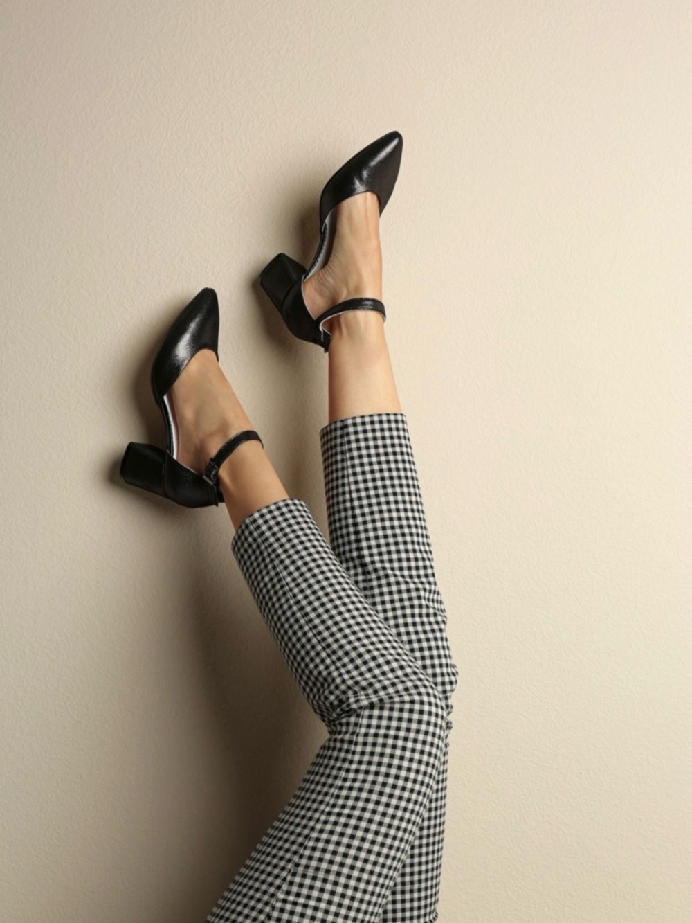 Patent Black Square-Toe Mary Jane wedge Heels with Ankle Strap 7.5 comfort chic